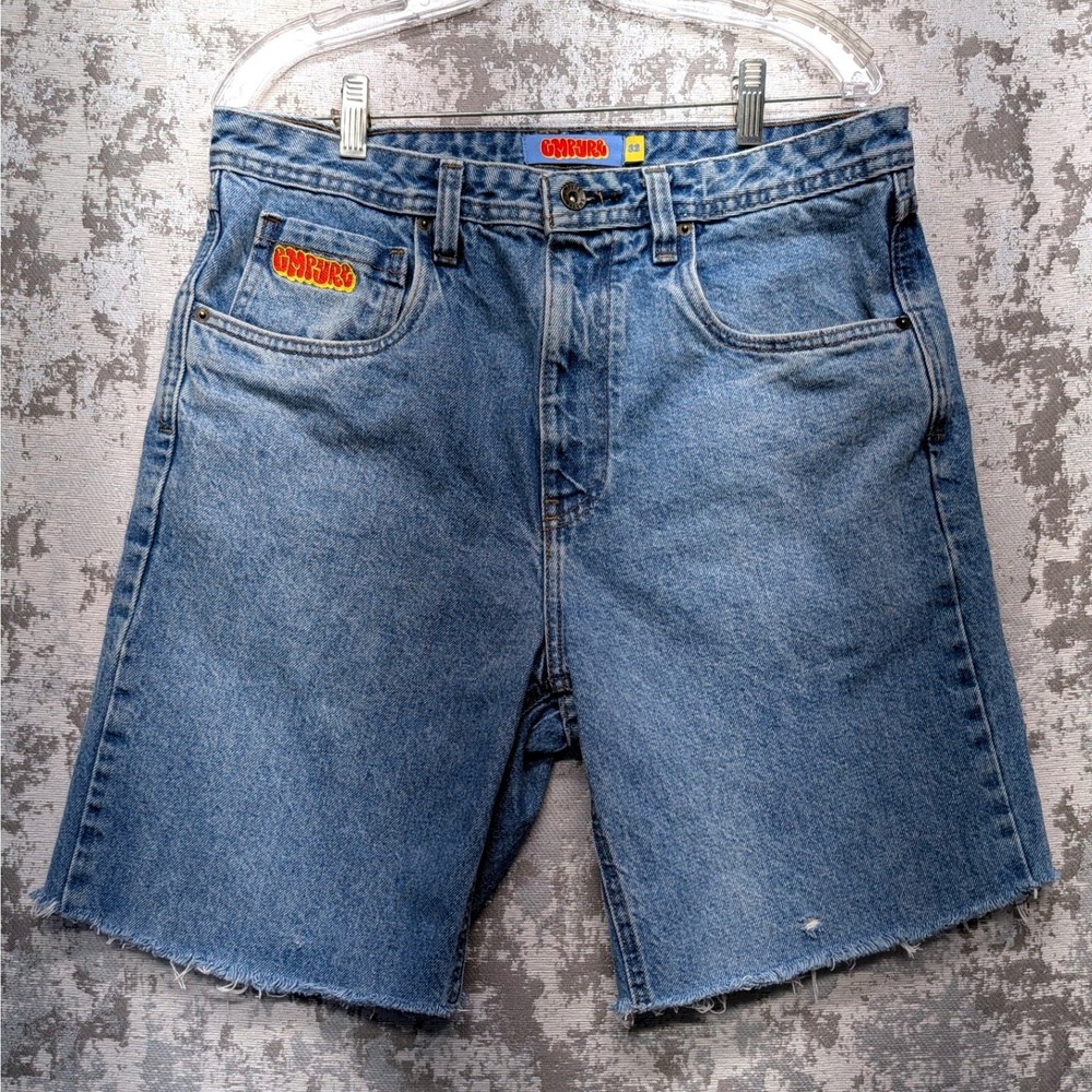 Empyre Relaxed Fit Medium Wash Denim Cut Off Shorts Mens 32 Skater Streetwear